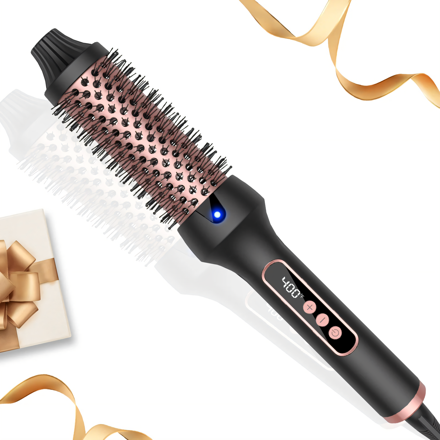 Brosse chauffée chauffée professionnelle - brosse chaude rond thermique pour boucles volumineuses et style sans frisottis | Chauffage anti-calcule et rapide