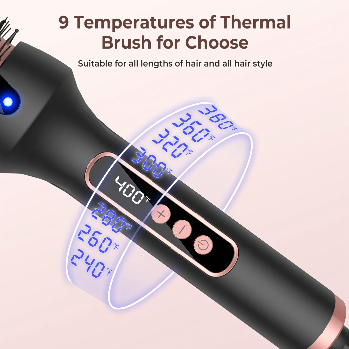 Brosse chauffée chauffée professionnelle - brosse chaude rond thermique pour boucles volumineuses et style sans frisottis | Chauffage anti-calcule et rapide