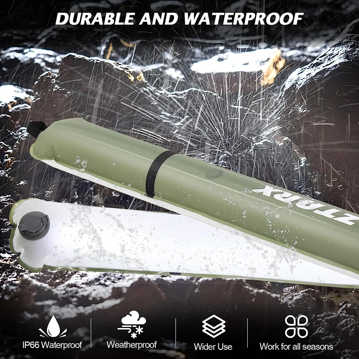 Lumière de camping solaire portable - IPX7 imperméable, gonflable et pliable, batterie de 2000mAh pour la tente, la piscine et la fête (60-86 cm)