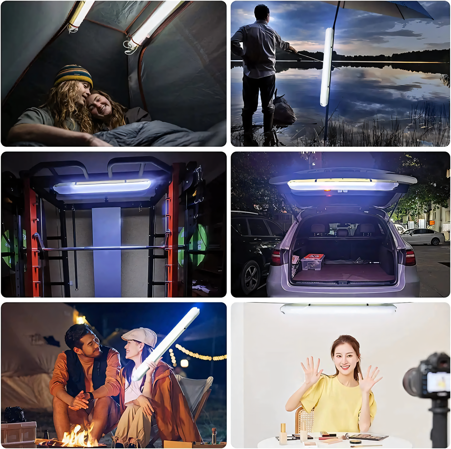 Lumière de camping solaire portable - IPX7 imperméable, gonflable et pliable, batterie de 2000mAh pour la tente, la piscine et la fête (60-86 cm)