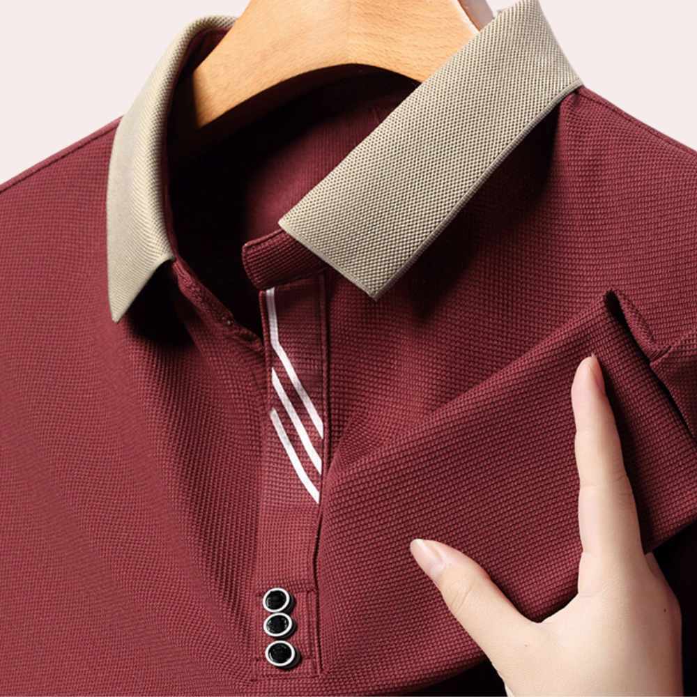 Men's classic polo shirt featuring a modern design with a sleek collar and button details, perfect for casual or semi-formal occasions.