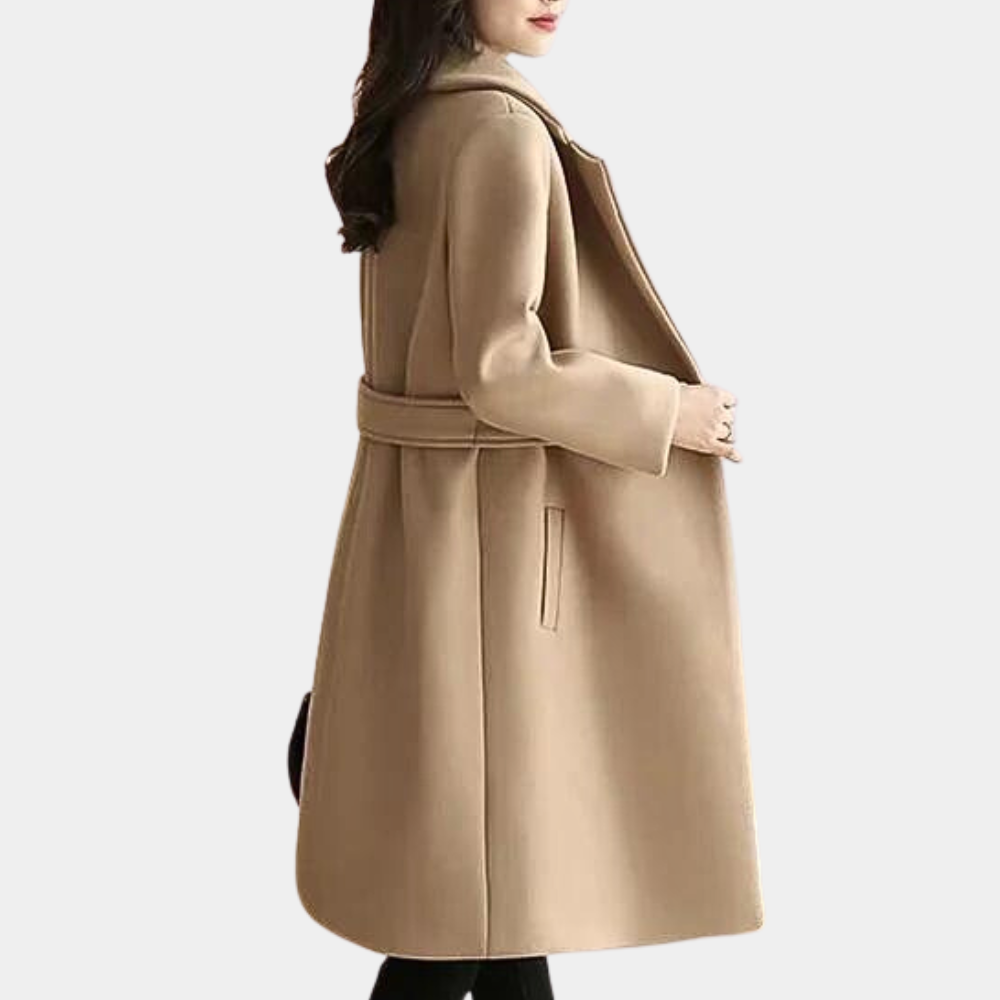 Women's elegant overcoat with a timeless design, featuring a flattering fit, button details, and functional pockets for a sophisticated look.