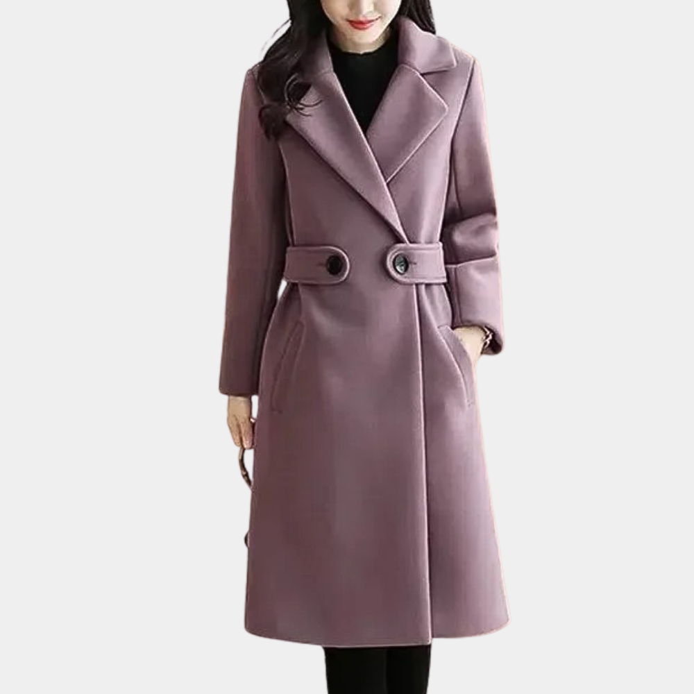 Women's elegant overcoat with a timeless design, featuring a flattering fit, button details, and functional pockets for a sophisticated look.