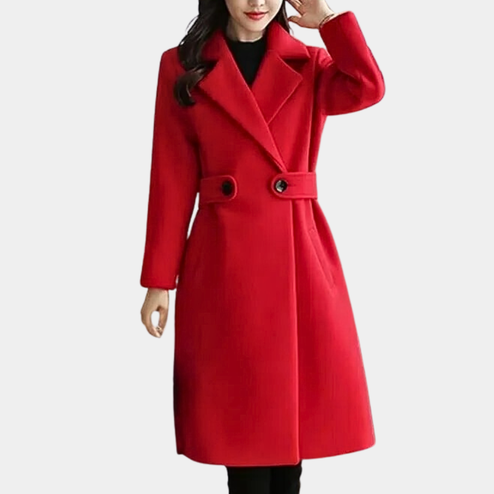 Women's elegant overcoat with a timeless design, featuring a flattering fit, button details, and functional pockets for a sophisticated look.