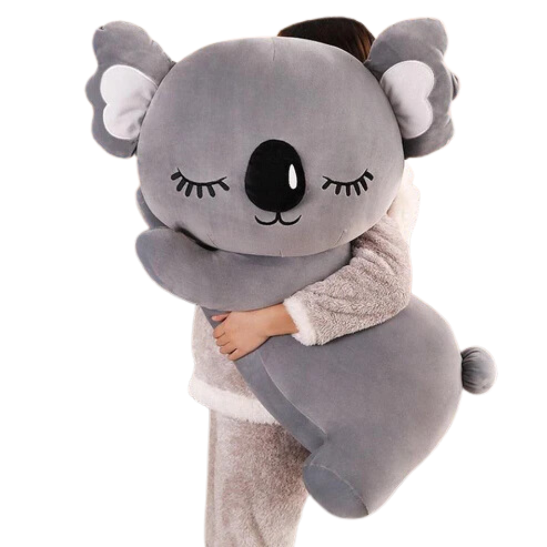 An oversized plush koala toy with a soft and huggable design, featuring a charming face and cuddly texture, perfect for snuggles, room decor, or as a thoughtful gift for all ages.