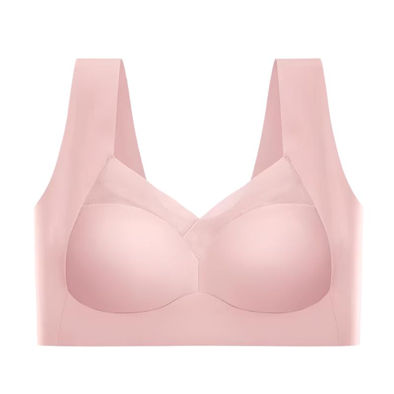 Close-up view of a women's seamless bra with wide straps and supportive design, highlighting its smooth and comfortable fit.
