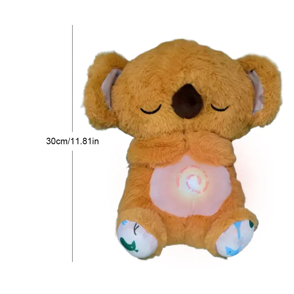 A cuddly musical plush toy with a soothing design, featuring gentle melodies and a soft, huggable texture, perfect for comforting babies during naptime or playtime.