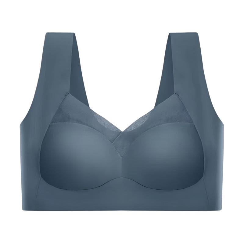Close-up view of a women's seamless bra with wide straps and supportive design, highlighting its smooth and comfortable fit.