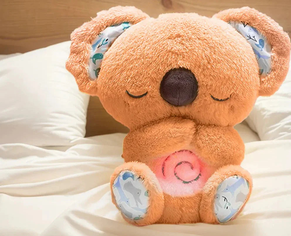 A cuddly musical plush toy with a soothing design, featuring gentle melodies and a soft, huggable texture, perfect for comforting babies during naptime or playtime.