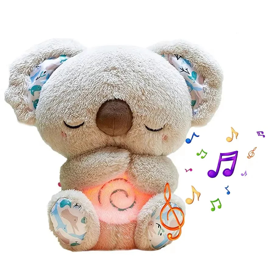 Adorable plush koala toy holding a festive pumpkin with a glowing face, designed to add charm and warmth to any holiday or celebration setting.