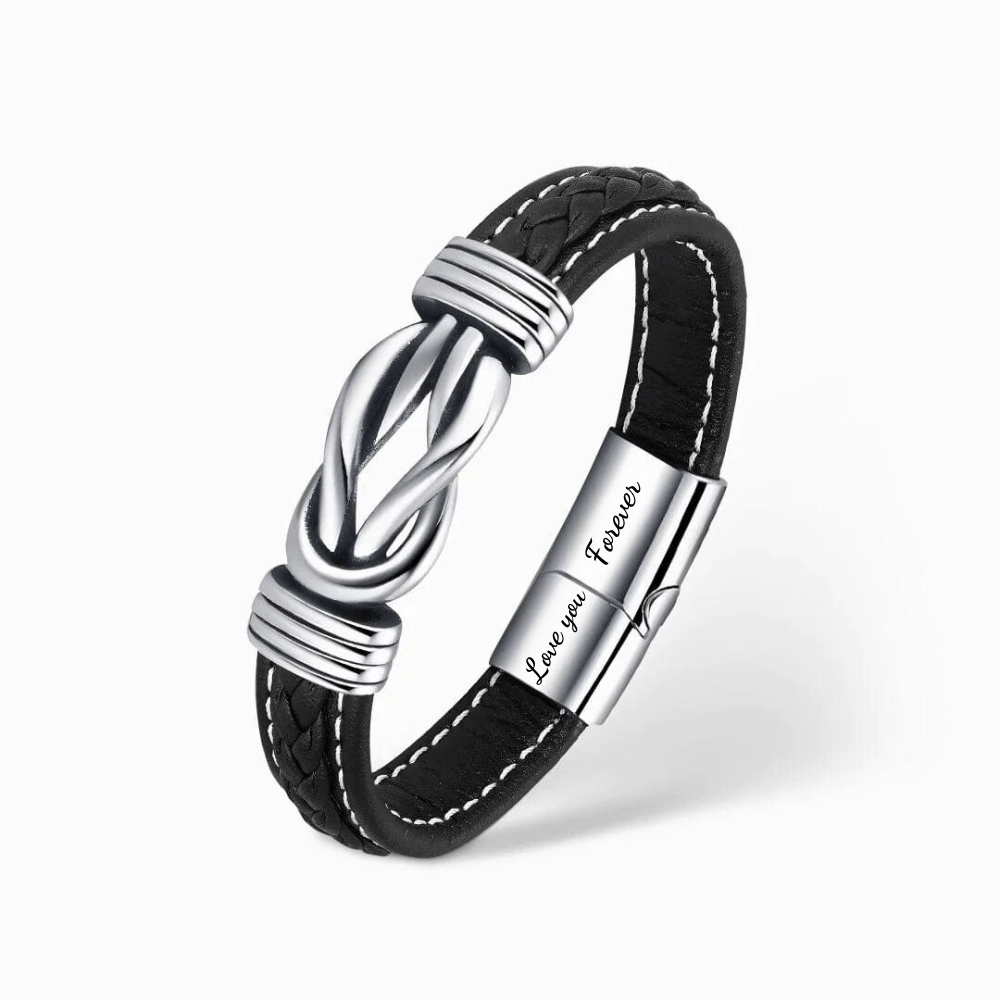 Men's braided rope bracelet with a bold and intricate design, worn on the wrist to showcase its stylish and modern appeal.