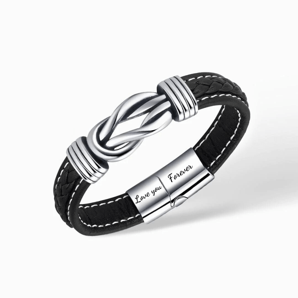 Men's braided rope bracelet with a bold and intricate design, worn on the wrist to showcase its stylish and modern appeal.