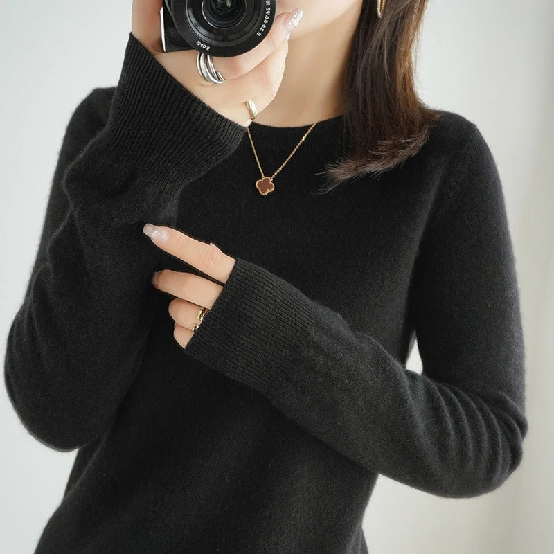Pull-cou en laine pure en laine pure