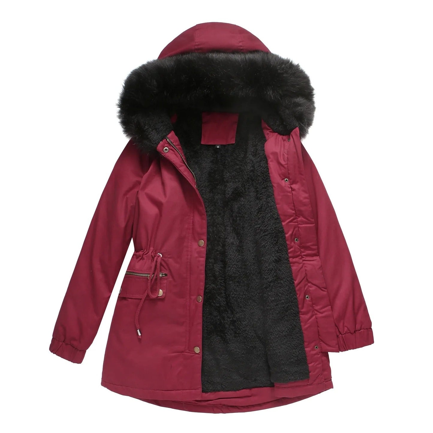 Veste d'hiver rembourrée en velours à capuchon long