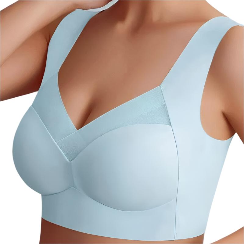 Close-up view of a women's seamless bra with wide straps and supportive design, highlighting its smooth and comfortable fit.