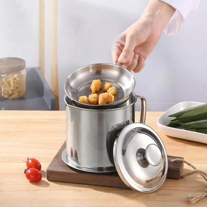 Bacon Grease Container with Strainer – Stainless Steel Oil Storage Can for Cooking & Frying | Kitchen Fat Separator & Grease Keeper