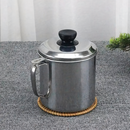 Bacon Grease Container with Strainer – Stainless Steel Oil Storage Can for Cooking & Frying | Kitchen Fat Separator & Grease Keeper
