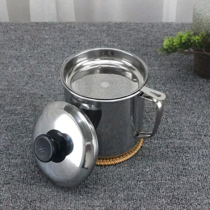 Bacon Grease Container with Strainer – Stainless Steel Oil Storage Can for Cooking & Frying | Kitchen Fat Separator & Grease Keeper