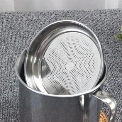 Bacon Grease Container with Strainer – Stainless Steel Oil Storage Can for Cooking & Frying | Kitchen Fat Separator & Grease Keeper