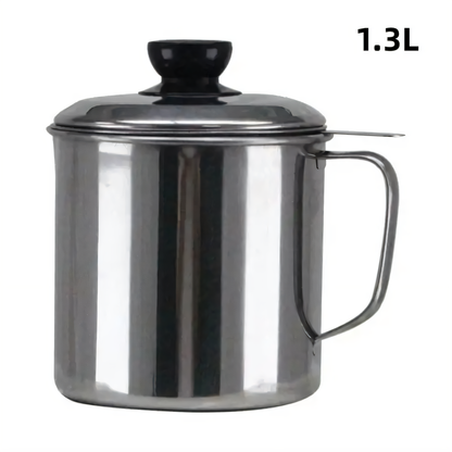 Bacon Grease Container with Strainer – Stainless Steel Oil Storage Can for Cooking & Frying | Kitchen Fat Separator & Grease Keeper