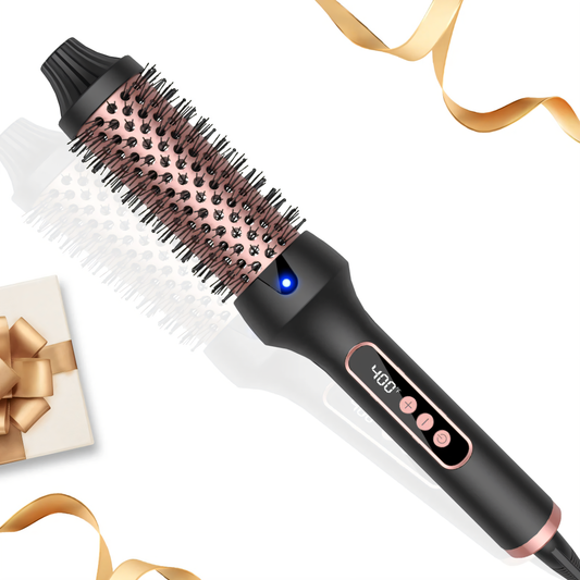 Professional Heated Curling Brush – Thermal Round Hot Brush for Voluminous Curls & Frizz-Free Styling | Anti-Scald & Fast Heating