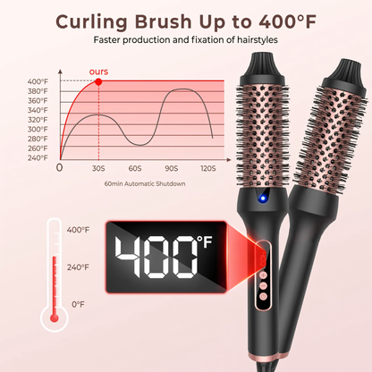 Brosse chauffée chauffée professionnelle - brosse chaude rond thermique pour boucles volumineuses et style sans frisottis | Chauffage anti-calcule et rapide