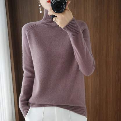 A women's turtleneck sweater featuring an elegant style and sleek design, perfect for casual wear or layering for a sophisticated look.