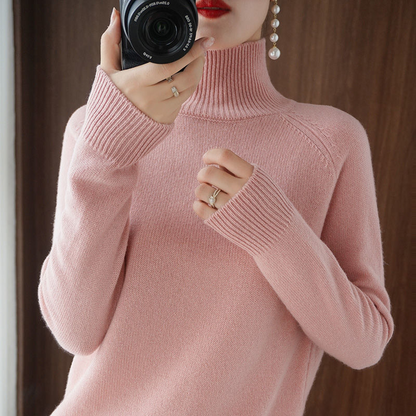 A women's turtleneck sweater featuring an elegant style and sleek design, perfect for casual wear or layering for a sophisticated look.