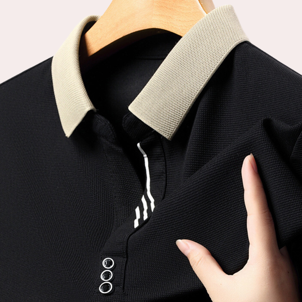 Men's classic polo shirt featuring a modern design with a sleek collar and button details, perfect for casual or semi-formal occasions.