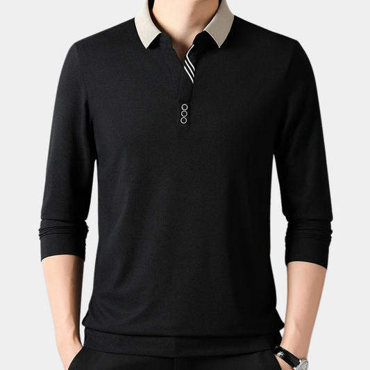 Men's classic polo shirt featuring a modern design with a sleek collar and button details, perfect for casual or semi-formal occasions.