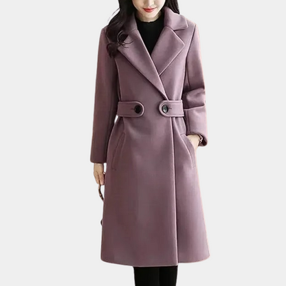 Women's elegant overcoat with a timeless design, featuring a flattering fit, button details, and functional pockets for a sophisticated look.