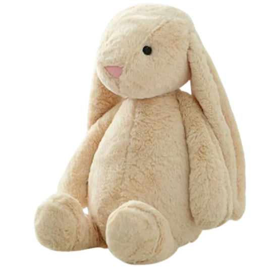 A plush bunny toy with a soft, huggable design and floppy ears, perfect for snuggles, playtime, or as a charming decorative piece for all ages.