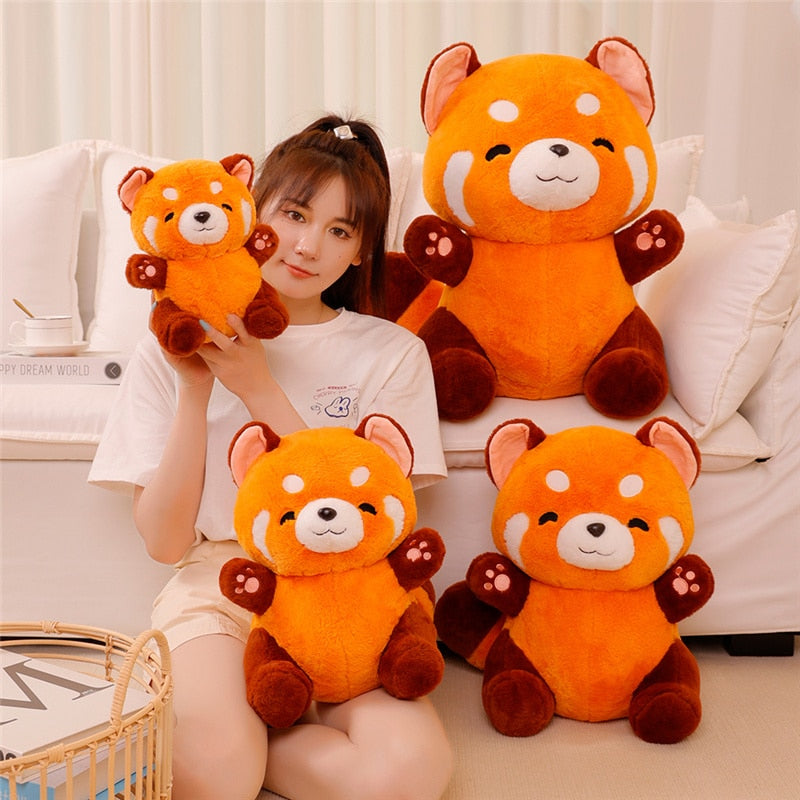 A plush toy featuring an adorable animal design, shown in two sizes, with a soft, huggable texture. Perfect as a cuddly companion for kids or a thoughtful gift for any occasion.