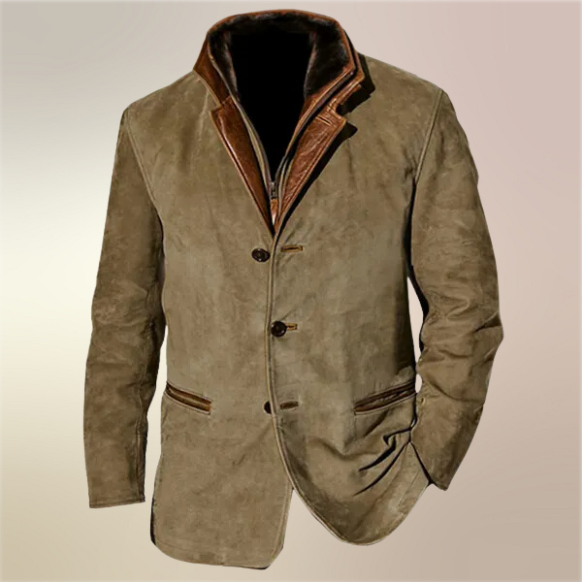 A men's suede blazer featuring a refined design with tailored details, perfect for formal events or smart-casual outings, exuding timeless elegance and sophistication.