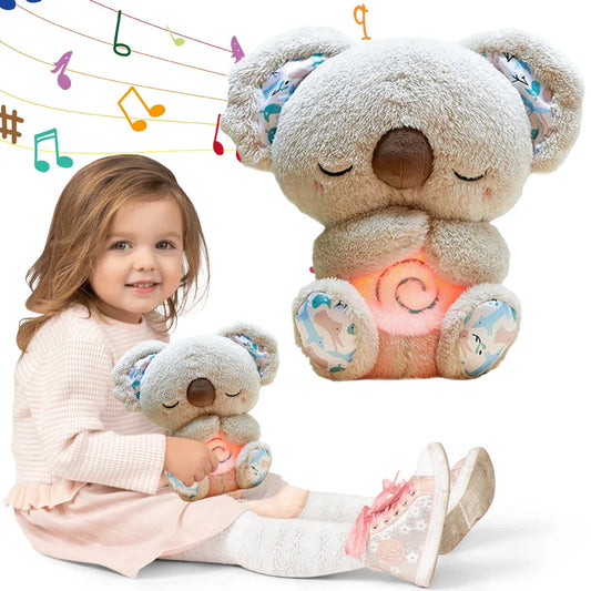 A cuddly musical plush toy with a soothing design, featuring gentle melodies and a soft, huggable texture, perfect for comforting babies during naptime or playtime.