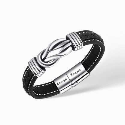 Men's braided rope bracelet with a bold and intricate design, worn on the wrist to showcase its stylish and modern appeal.