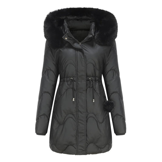 Veste d'hiver rembourrée à capuche à longues femmes